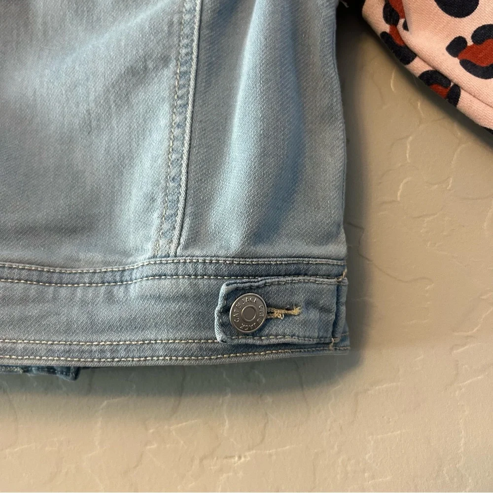 Cat & Jack denim and pink leopard print hooded jacket size 2T